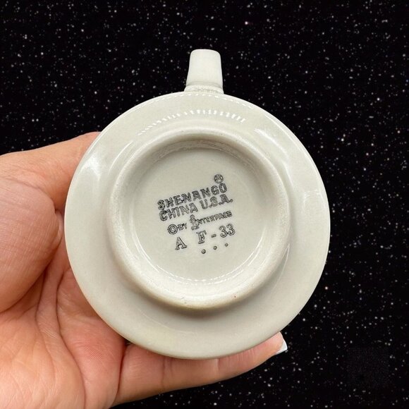 SHENANGO CHINA NEW CASTLE Mug Set Ceramic USA Yellow White 2.5”T 3.25”W Set 4 - Picture 10 of 16